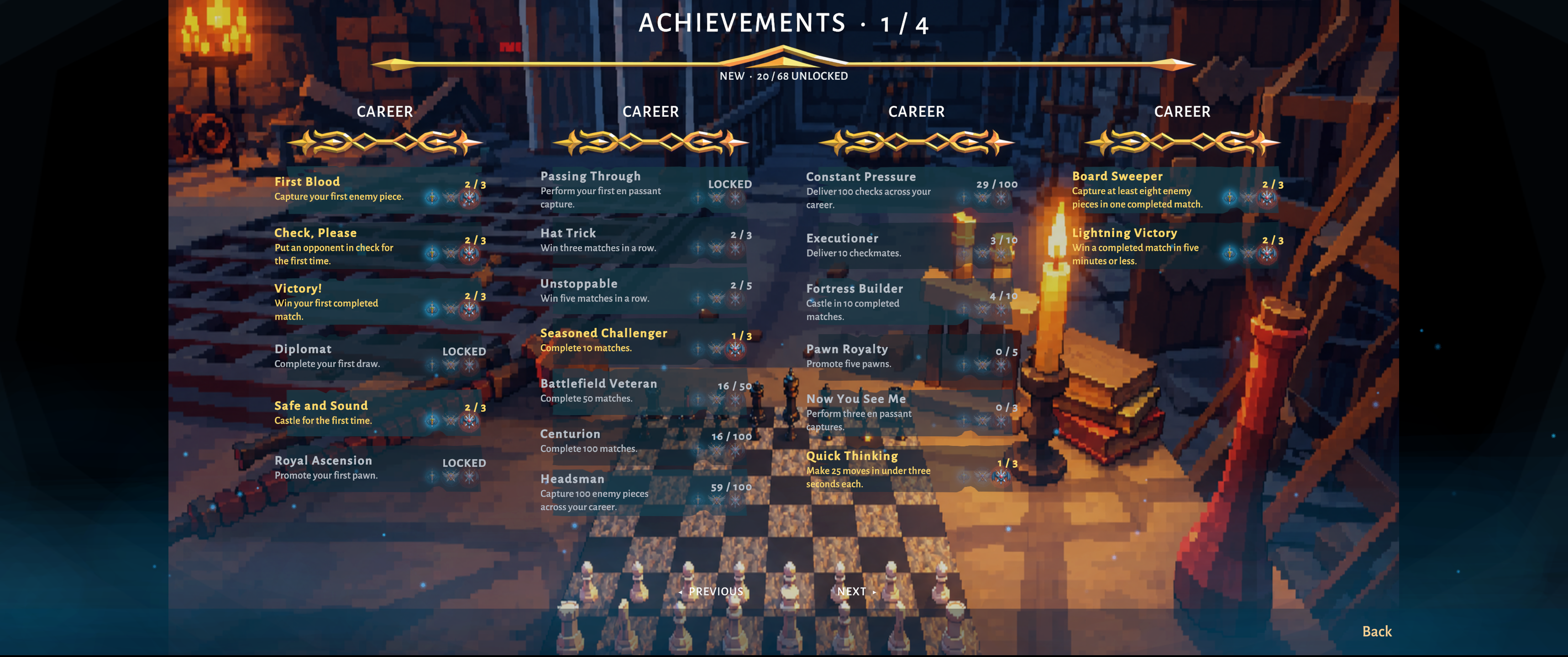 Kingfall™ achievement collection screen