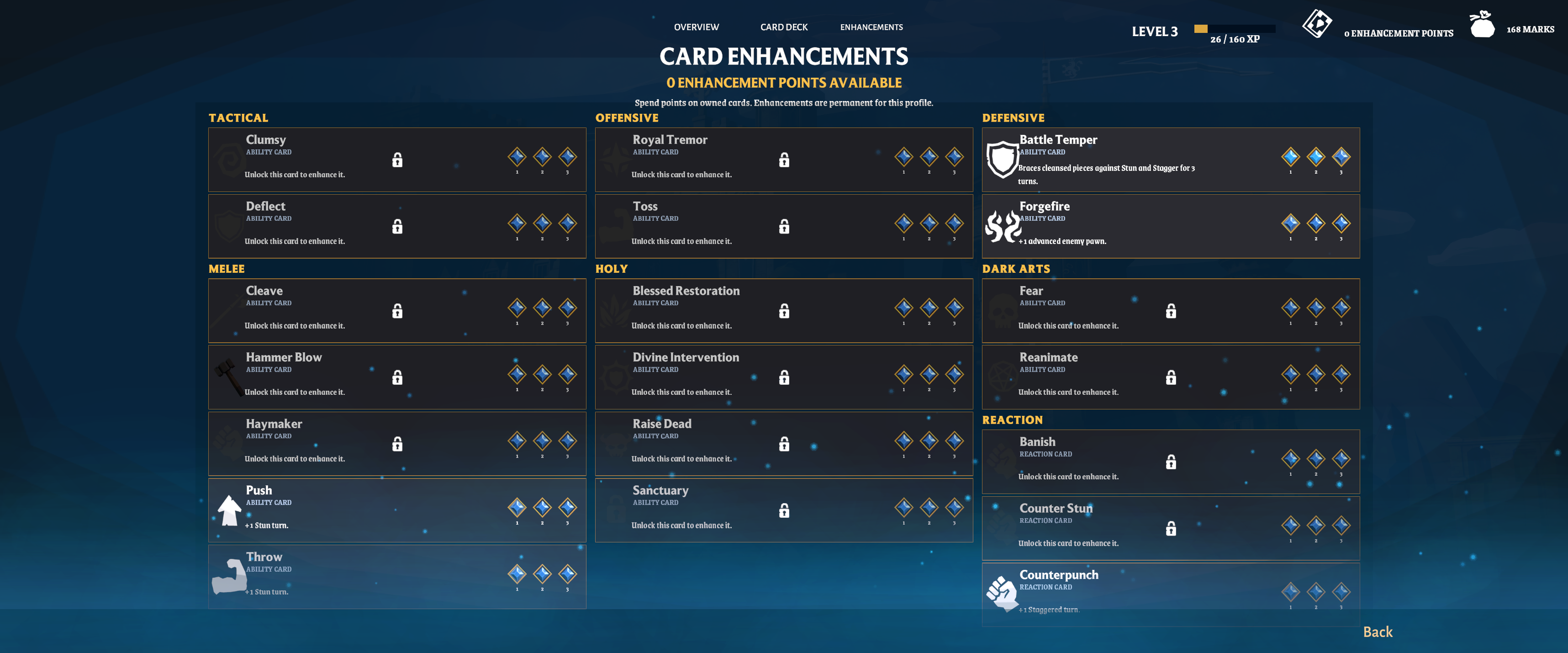 Kingfall™ card enhancement screen